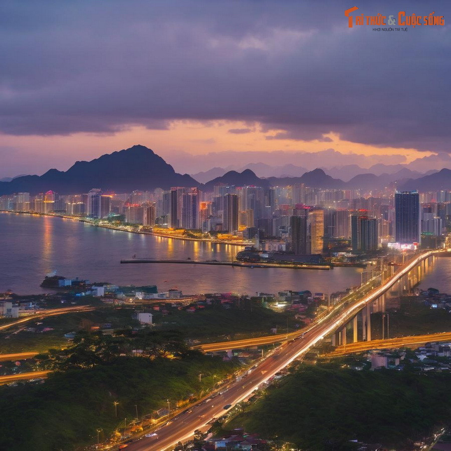 Hình dung của AI về thành phố Đà Nẵng có vẻ "hoành tráng" hơn thực tế, với cả một "rừng" nhà cao tầng.