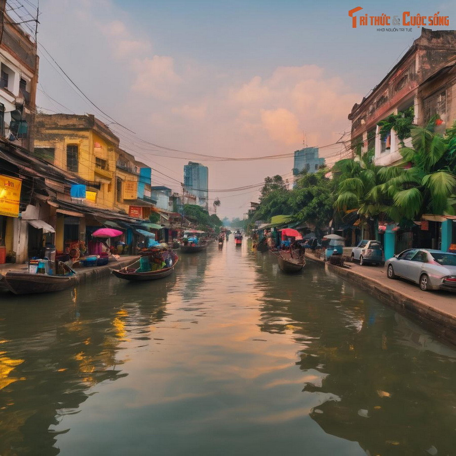 Thành phố Cần Thơ đậm chất "đô thị miền sông nước" với kênh rạch thay thế cho đường nhựa.