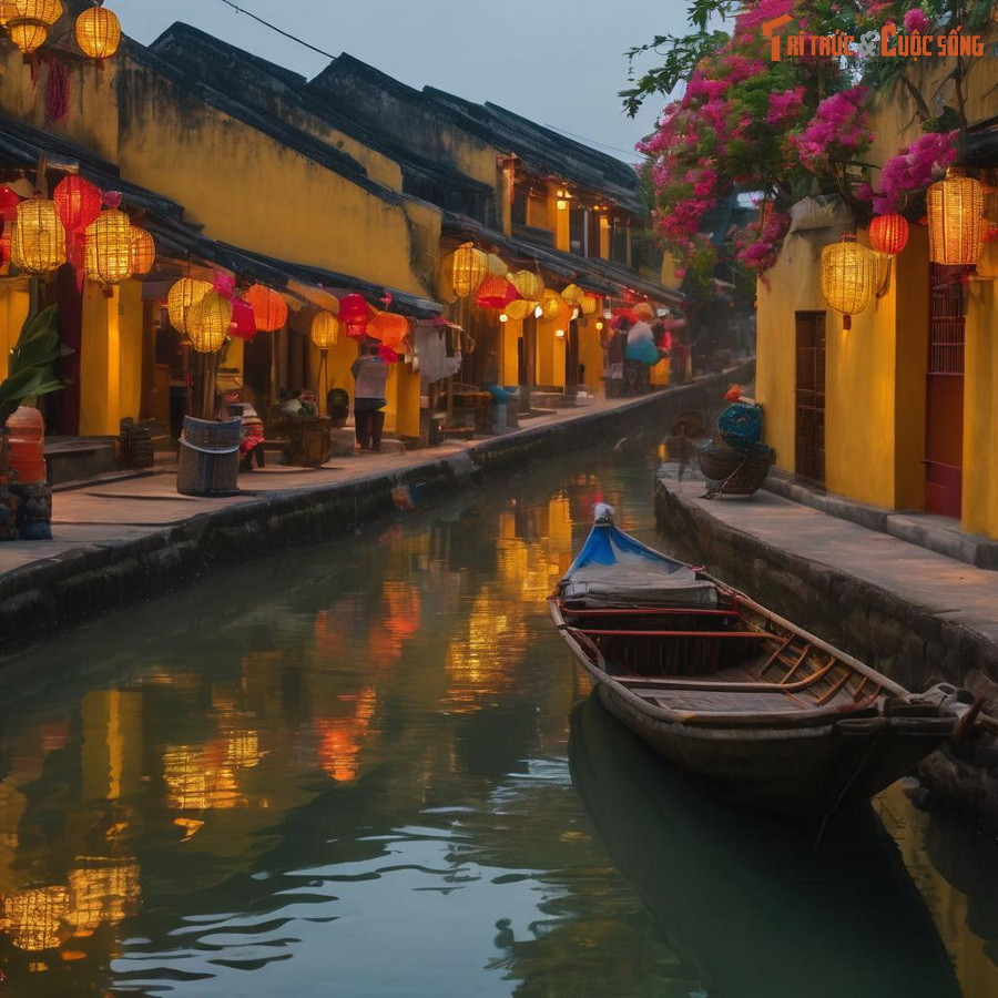 Phố cổ Hội An qua phác họa của AI trông giống Venice hơn là thực tế.