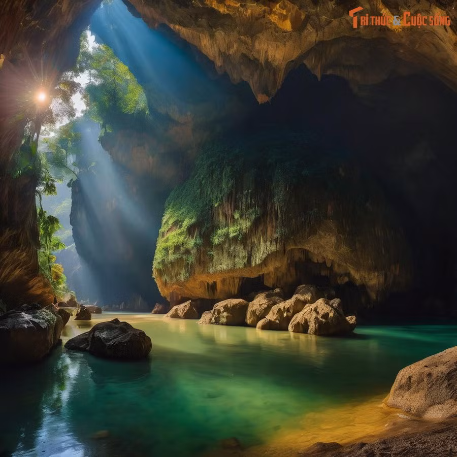 Bên trong một hang động ở Phong Nha - Kẻ Bàng.