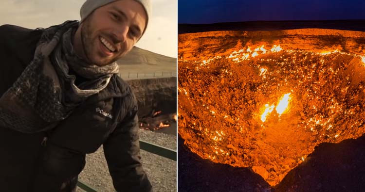 Mike Corey, một vlogger du lịch người Canada đã đến thăm Miệng núi lửa khí Darvaza, nổi tiếng với tên gọi “Cánh cửa địa ngục”, ở Turkmenistan. Đó là một hố lửa lớn đã bùng cháy từ những năm 1970. Trong chuyến đi đến Cánh cửa địa ngục, Mike đã liều mạng nướng kẹo dẻo gần miệng hố.
