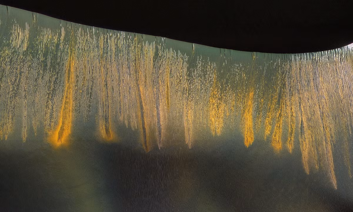 Các nhóm nghiên cứu của HiRISE nói rằng các cồn cát khổng lồ trong miệng núi lửa Kaiser trải qua sự xói mòn mạnh mẽ của các mặt trượt dốc hàng năm vào cuối mùa đông, khi mặt trời sưởi ấm những sườn núi này và sương giá carbon dioxide theo mùa thăng hoa (có nghĩa là nó chuyển từ thể rắn thành khí).