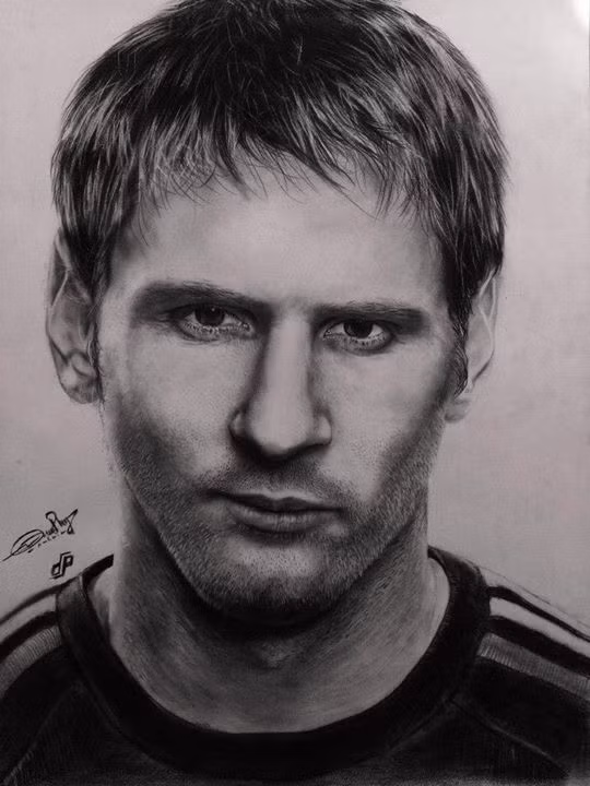 Duy Phương thích vẽ chân dung các nhân vật nổi tiếng, các cầu thủ, diễn viên mà cậu yêu thích.