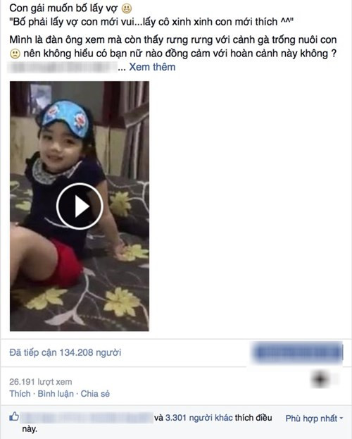 Mới đây, trên một diễn đàn dành cho giới trẻ có chia sẻ đoạn clip ghi lại đoạn đối thoại cực đáng yêu giữa ông bố và cô con gái nhỏ. Trong clip, cô con gái liên tục “giục” bố đi lấy vợ xinh: "Bố phải lấy vợ con mới vui...lấy cô xinh xinh con mới thích".