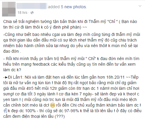 Lời chia sẻ của chị Q được viết trên trang cá nhân.