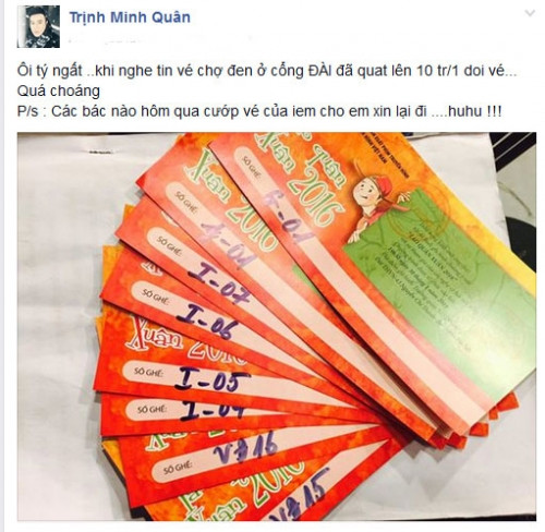 Giá vé xem Táo Quân 2016 khiến ca sĩ Minh Quân "kêu trời".