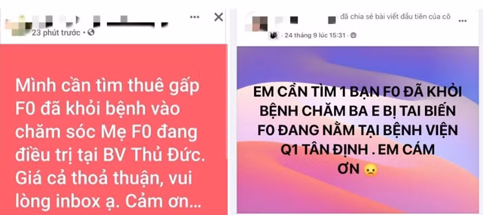 Ro nhu cau thue F0 khoi benh cham soc nguoi mac COVID-19