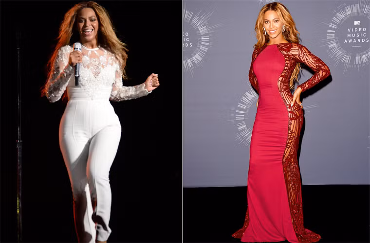 Beycone: nặng 58kg, cao 1m70. Sau khi sinh con gái Blue Ivy Carter, nữ ca sĩ danh tiếng tâm sự cô đã giảm được gần 30kg thừa.