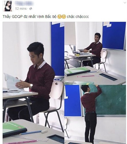Tuần qua, loạt ảnh của một nữ sinh Marie Curie chụp trộm một thầy giáo đẹp trai đã thu hút sự chú ý của nhiều dân mạng, học sinh ở nhiều nơi. Loạt ảnh nhanh chóng được lan truyền với dòng mô tả “Thầy Giáo dục Quốc phòng đẹp trai nhất Vịnh Bắc Bộ”.