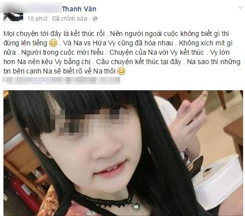 Sau khi đóng tiền phạt, được gia đình lên bảo lãnh, viết cam kết không tái phạm hành vi, Thanh V và Hứa V được về nhà. Chính Thanh V là người thể hiện ý muốn hòa giải, cô tiết lộ, trong lúc hai người ở đồn công an đã có nói chuyện và quyết định làm hòa.