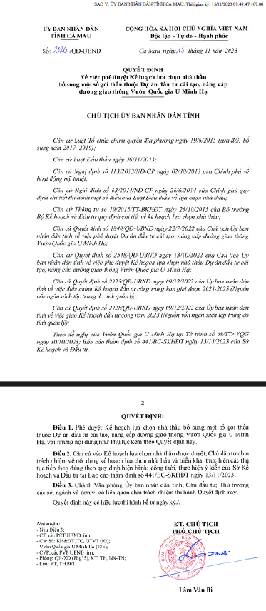 Gói thầu hơn 20 tỷ tại Vườn Quốc gia U Minh Hạ về tay ai? - Hình 2 Goi thau hon 20 ty tai Vuon Quoc gia U Minh Ha ve tay ai?-Hinh-2