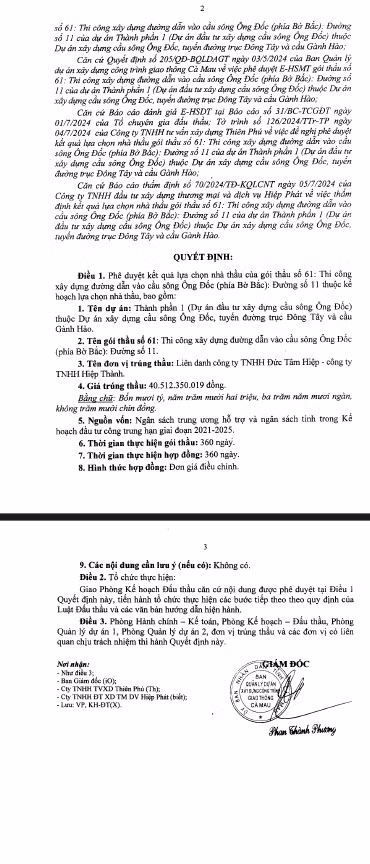 Ca Mau: Lien danh 2 cong ty trung goi thau hon 40 ty dong