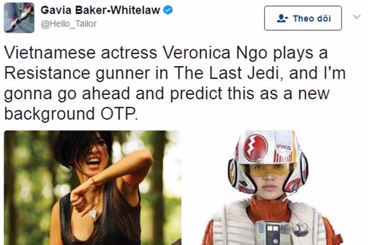 Mới đây, tạp chí Vanity Fair tiết lộ nữ diễn viên Ngô Thanh Vân (tên tiếng Anh: Vernonica Ngo) sẽ góp mặt trong bom tấn "Star Wars: The Last Jedi" (Tạm dịch: “Chiến tranh giữa các vì sao: Hiệp sĩ Jedi cuối cùng”). Ảnh: Zing