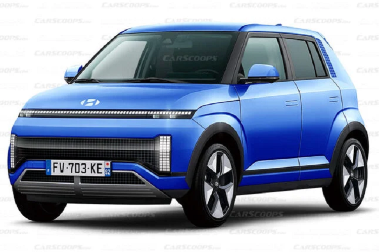 Dựa trên mẫu xe Casper hiện tại, chuyên trang Carscoops đã đưa ra hình ảnh dự đoán của mẫu xe SUV điện Hyundai cỡ nhỏ phát triển với kích thước tương tự cùng một ngoại hình hoàn toàn mới lấy cảm hứng từ mẫu Ioniq 5 và Kona EV.