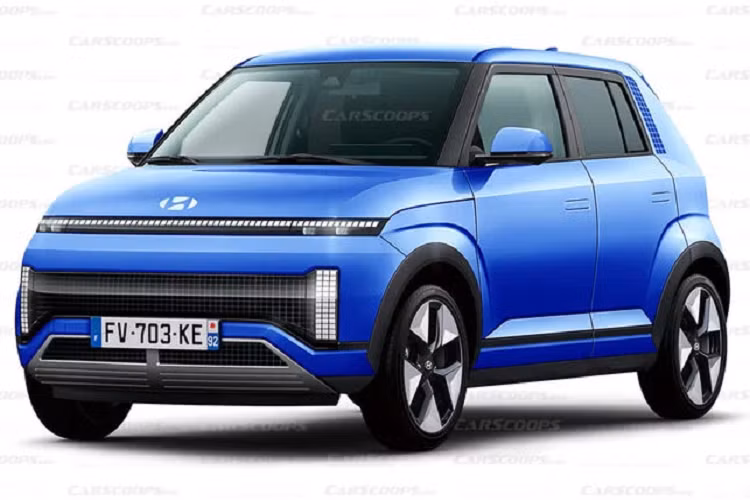 Dựa trên mẫu xe Casper hiện tại, chuyên trang Carscoops đã đưa ra hình ảnh dự đoán của mẫu xe SUV điện Hyundai cỡ nhỏ phát triển với kích thước tương tự cùng một ngoại hình hoàn toàn mới lấy cảm hứng từ mẫu Ioniq 5 và Kona EV.