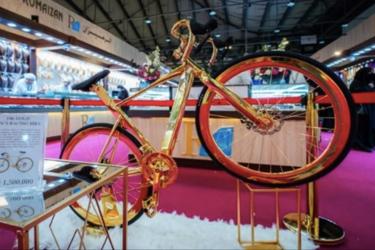 Được biết, chiếc xe đạp dát vàng này nặng khoảng 7 kg thì trong đó có 4 kg là vàng nguyên chất. Ngoài việc được làm từ chất liệu quý hiếm, chiếc xe này vẫn sở hữu vẻ ngoài như những chiếc xe đạp bình thường