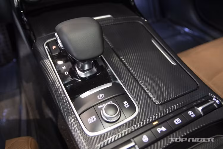 Tựa đầu của hàng ghế trước được dập thêm logo hình chú ong bắp cày. Nguyên nhân bắt nguồn từ cái tên Stinger vốn có nghĩa là "vòi chích" của loài ong trong tiếng Anh. Thay đổi cuối cùng của Kia Stinger Tribute Edition 2023 là ốp bậc cửa bên ghế lái khắc số thứ tự theo lựa chọn của chủ xe.