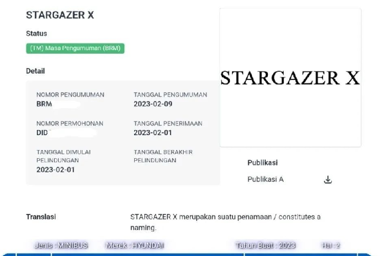 Động cơ của Hyundai Stargazer X nhiều khả năng cũng giữ nguyên như bản thường, đó là máy xăng Smartstream 4 xi-lanh, hút khí tự nhiên, dung tích 1.5L, sản sinh công suất tối đa 115 mã lực và mô-men xoắn cực đại 144 Nm. Tuy nhiên, khác với bản thường, Hyundai Stargazer X chỉ dùng hộp số tự động biến thiên vô cấp IVT và hệ dẫn động cầu trước.