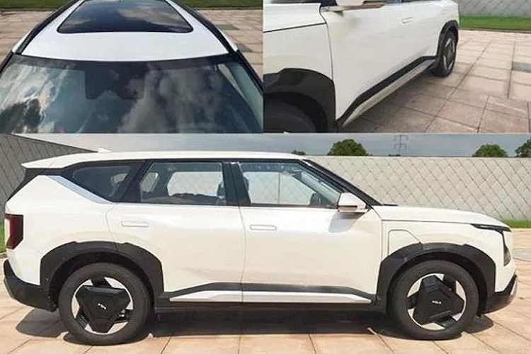 Về ngoại hình, EV5 được áp dụng triết lý thiết kế Opposites United (tạm dịch: Sự thống nhất của các mặt đối lập) với những đường nét tạo hình vuông vắn, cứng cáp. Mặt ca lăng kín mang tạo hình mà Kia gọi là "Digital Tiger Face". 