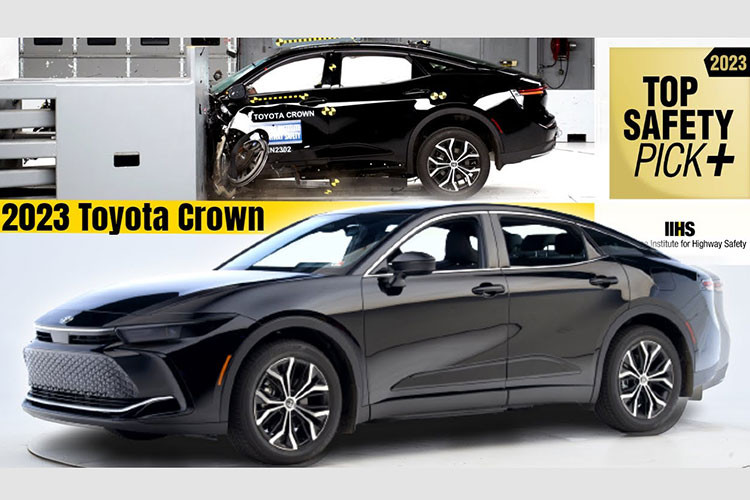 Mẫu Toyota Crown 2023 sedan cỡ trung này được đánh giá tốt ở hầu hết các bài kiểm tra của IIHS, bao gồm cả những hạng mục khó như Thử nghiệm va chạm trực diện chồng chéo nhỏ hay Thử nghiệm va chạm bên hông.