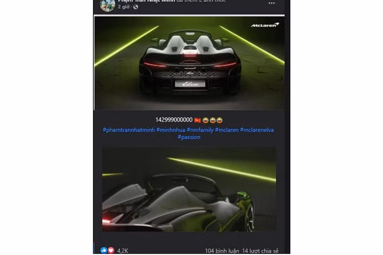 Qua hình ảnh chia sẻ có thể thấy chiếc McLaren Elva của Minh Nhựa có điểm khác biệt so với xe từng về Việt Nam. Cụ thể, xe được bổ sung thêm kính chắn gió, trong khi ý tưởng thiết kế nguyên bản của chiếc Elva là dáng speedster, không mui, không kính chắn gió, không kính sau và không cửa sổ. 