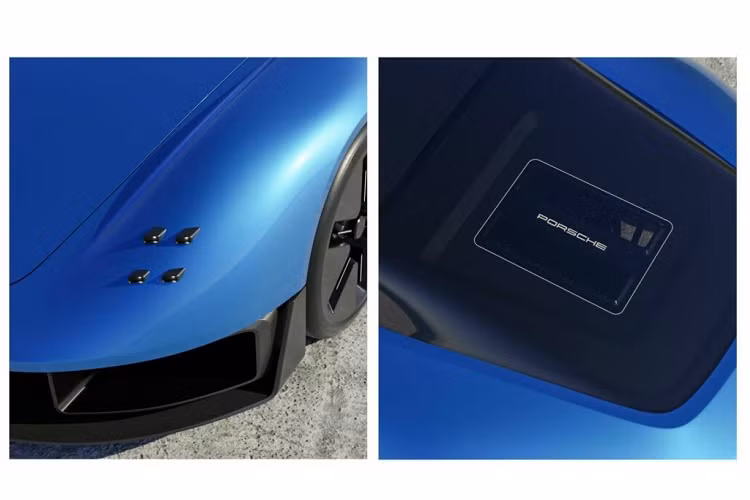 Bốn chấm đèn LED ở đầu xe là điểm khác biệt đáng chú ý nhất nếu đặt cạnh cụm đèn pha hình bầu dục đặc trưng trên những mẫu Porsche 911 hiện nay. Kéo dài suốt cabin xe là phần kính hình bầu dục được thiết kế để đảm bảo tối ưu tính khí động học. Bên dưới vòm kính là một trụ ẩn dạng vòm tương tự chi tiết bắt gặp trên mẫu 911 Targa.