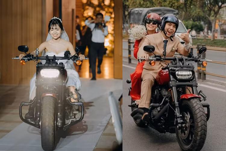 Trên mạng xã hội gần đây đang xôn xao với đoạn clip và những bức ảnh cô dâu cưỡi Harley Davidson rất “ngầu” tiến vào lễ đường. Theo đó, cô dâu đang làm dậy sóng cộng đồng mạng là Đinh Ngọc Bảo Trân (29 tuổi, quận Bình Thạnh, TP.HCM). 