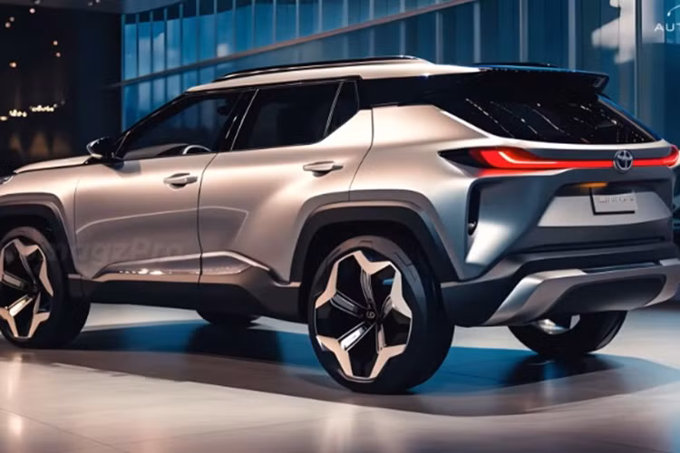 Phía sau xe Toyota RAV4 EV chạy điện sẽ là cụm đèn hậu LED được thiết kế trải dài toàn bộ phần đuôi, đi cùng cản sau hầm hố đồng màu thân xe.