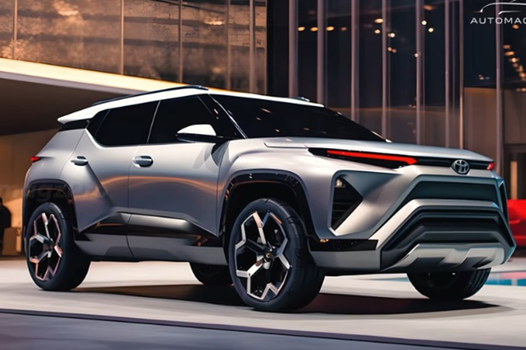 Theo đó, Toyota RAV4 2025 EV mới sở hữu ngoại hình cực kỳ ấn tượng, không chỉ hiện đại mà còn rất hầm hố, táo bạo. Đầu xe có lưới tản nhiệt được thiết kế đóng kín, tương tự như trên những mẫu xe điện hiện nay.