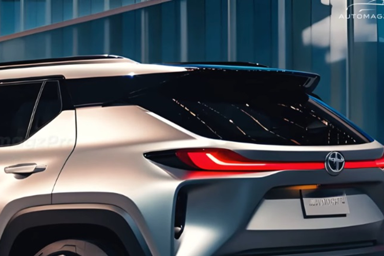 Thân của mẫu xe SUV Toyota RAV4 2025 EV nổi bật với bộ mâm lạ mắt, đi cùng vòm bánh xe vuông vức như tô đậm thêm cho sự khỏe khoắn.