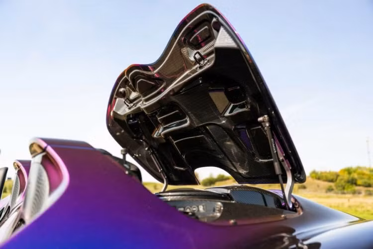 Tuy nhiên, có vẻ như buổi đấu giá này đã diễn ra không thành công. Điều làm cho chiếc Elva này trở nên đặc biệt là nó được sơn bằng Pacific Color Stream, một loại sơn chuyển màu ánh kim phức tạp bao gồm các tông màu đỏ tươi, tím và xanh lam.