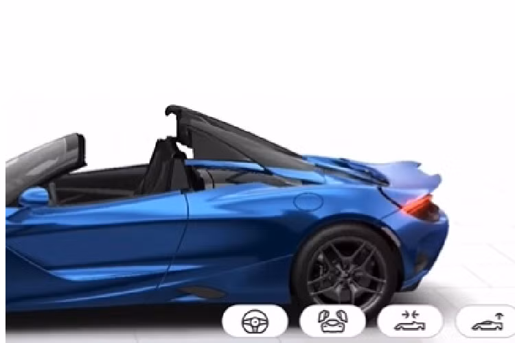 Bộ mâm theo xe là loại tùy chọn 10 chấu, trọng lượng nhẹ, hoàn thiện tối màu. Về nội thất, xe sử dụng tông màu đen chủ đạo, dàn âm thanh 12 loa của thương hiệu Bowers &amp; Wilkins. Màn cảm ứng trung tâm và đồng hồ tốc độ được nâng cấp, không còn khả năng gập như McLaren 720S.