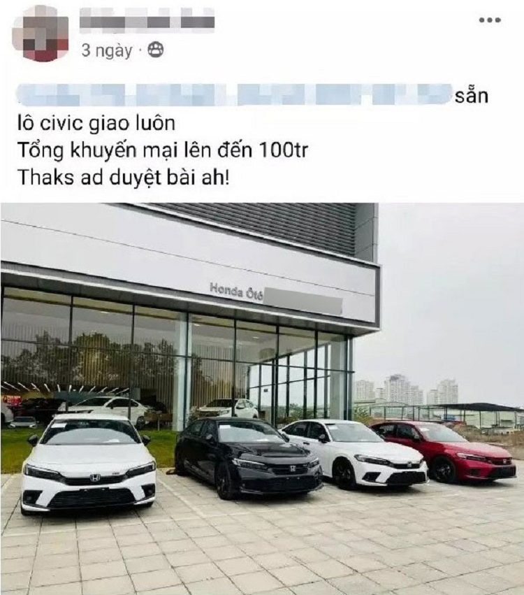 Honda Civic RS bat ngo giam gia toi 100 trieu dong tai dai ly