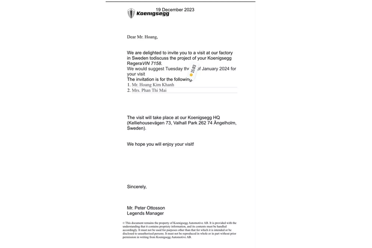 Các thợ Việt bó tay nên xe phải chờ vài tuần, chuyên gia của Koenigsegg sang khám bệnh nhưng tình hình không ổn hơn, quyết định cuối cùng được đưa ra là cho xe Koenigsegg Regera về lại Campuchia để đơn vị nhập xe làm thủ tục tạm xuất sang Thụy Điển để sửa chữa.