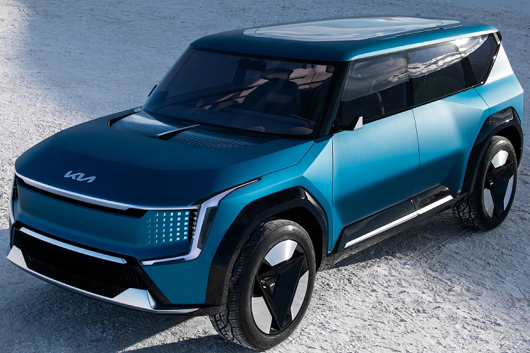 Bên trong Kia EV9 2024 sẽ là không gian nội thất 6 chỗ hoặc 7 chỗ. Ở bản cao cấp, xe sẽ có 2 ghế thương gia ở hàng ghế giữa và cửa sổ trời toàn cảnh Panorama.