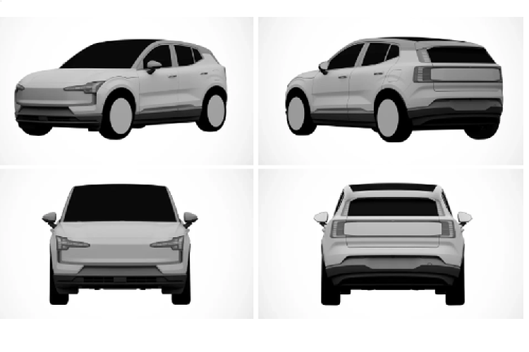 Hình ảnh bằng sáng chế được đăng tải trên diễn đàn Cochespias của Tây Ban Nha cho thấy Volvo EX30 có thiết kế ngoại thất vay mượn khá nhiều từ mẫu xe đàn anh EX90 với cụm đèn LED định vị Thor's Hammer và đèn hậu chữ L đặc trưng. Không chỉ vậy, không gian nội thất của mẫu SUV này cũng khá giống EX90 với màn cảm ứng dạng dọc khổ lớn đặt giữa bảng táp-lô, cần số nằm ở cột vô lăng, ghế bọc vải len.