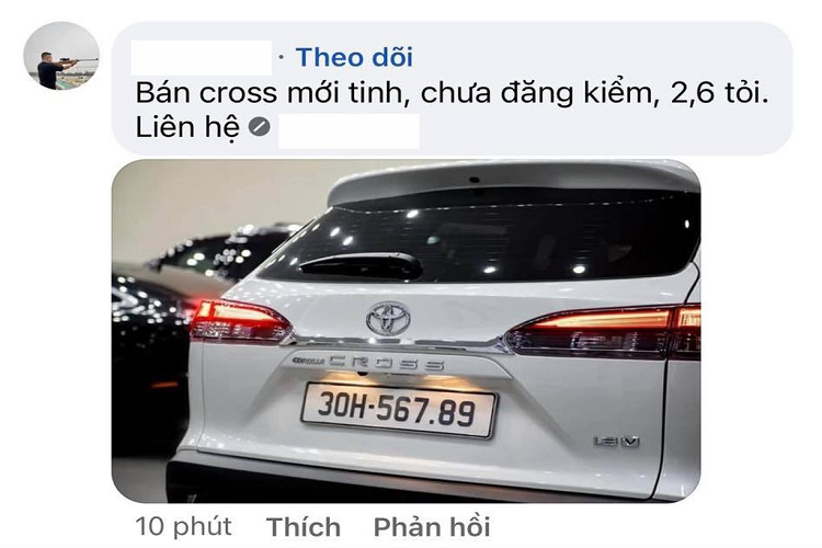 Theo như người bán chia sẻ, chiếc Toyota Corolla Cross biển khủng này là xe mới 100% và chưa được đăng kiểm. Với việc sở hữu biển đẹp, xe đang được rao bán với mức giá 2,6 tỷ đồng. Trong khi đó, Toyota Corolla Cross đang có giá bán niêm yết là 860 triệu đồng.