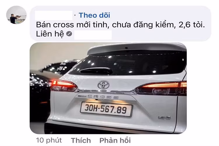 Theo như người bán chia sẻ, chiếc Toyota Corolla Cross biển khủng này là xe mới 100% và chưa được đăng kiểm. Với việc sở hữu biển đẹp, xe đang được rao bán với mức giá 2,6 tỷ đồng. Trong khi đó, Toyota Corolla Cross đang có giá bán niêm yết là 860 triệu đồng.