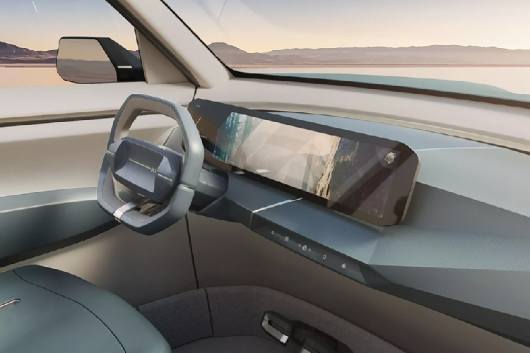 Cụm đèn chiếu sáng chính đặt dọc, còn dải demi LED sắc mảnh, tạo diện mạo sắc sảo. Cụm cản dưới mang phong cách tương lai, gợi nhớ tới mẫu xe "anh em họ hàng xa" Hyundai Ioniq 5. Nắp capo cũng được tạo hình khối cơ bắp cuồn cuộn. Vòm bánh xe thoáng đãng, với phần ốp hốc bánh bằng nhựa đen tạo thêm phần khỏe khoắn.