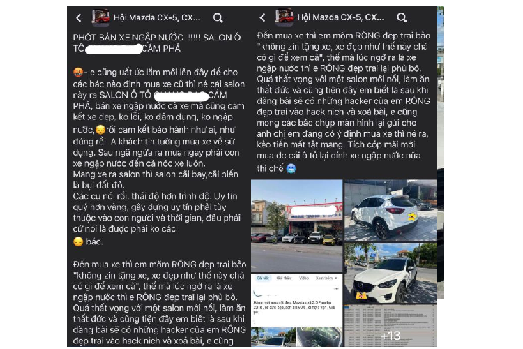 Sau khi phát hiện chiếc Mazda CX-5 mới mua ngập nước, người khách này đã ngay lập tức quay lại showroom để đối chất nhưng nhận lại vẫn là thái độ thờ ơ, lời chối cãi đến từ các nhân viên tại showroom.