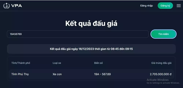 Bien sanh rong 19A-567.89 cua tinh Phu Tho dau gia gan 3 ty dong