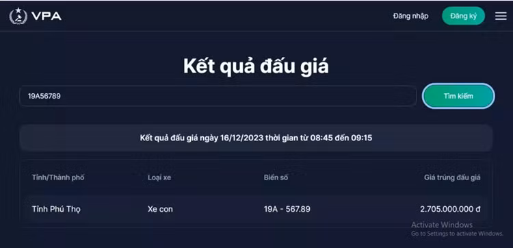 Bien sanh rong 19A-567.89 cua tinh Phu Tho dau gia gan 3 ty dong