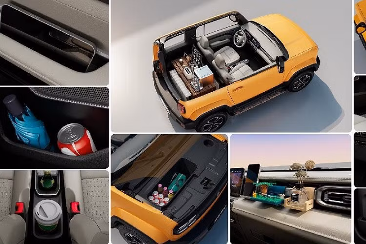 Bên trong mẫu SUV thuần điện này là không gian nội thất được thiết kế theo ngôn ngữ Joy Box. Khách hàng có thể chọn nội thất màu trơn hoặc phối 2 màu.