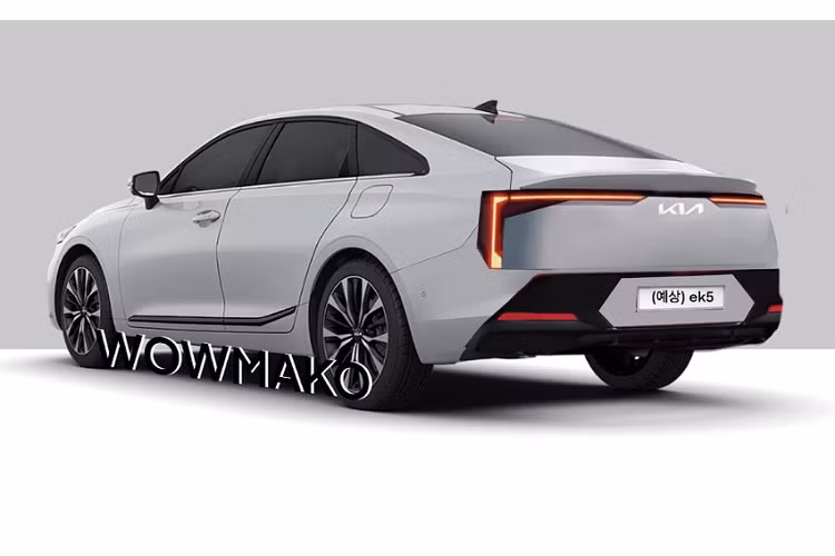 Phía đuôi mẫu xe sedan Kia K3 2024 mới gây ấn tượng với đèn hậu hình chữ L tương đồng với Kia Seltos mới.