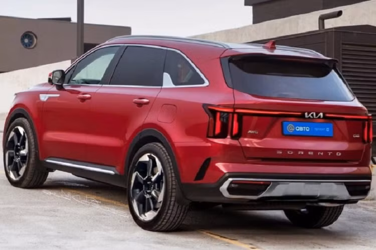 Phần đầu xe SUV Kia Sorento 2024 gây ấn tượng với lưới tản nhiệt mới. Đèn pha được thiết kế với kích thước lớn đi cùng dải Bi-LED đặt dọc, thay cho kiểu nằm ngang như phiên bản tiền nhiệm. Chạy dọc theo đường viền ngoài của đèn pha là đèn định vị ban ngày LED. Cản trước cũng được làm mới để phù hợp với tổng thể.