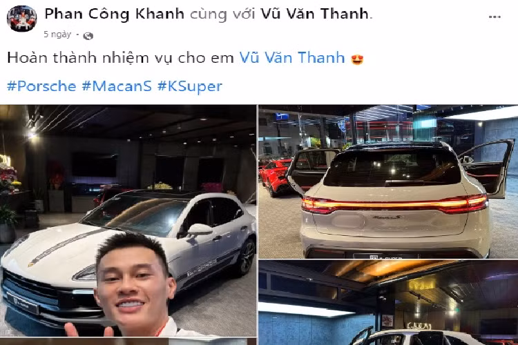 Chiếc Porsche Macan của Vũ Văn Thanh thuộc phiên bản S, đời 2022. Phần đầu xe gây ấn tượng với lưới tản nhiệt và hốc gió hai bên hòa thành một khối. Các khe hút gió nhỏ ở cản trước cũng được làm liền thành một dải thống nhất. Nhìn chung, dáng vẻ Macan 2022 nổi bật tính hình khối và khỏe khoắn hơn.