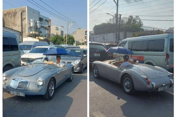 Mới đây, trên MXH đã lan truyền những hình ảnh về việc một chiếc xe mui trần MGA 1600 đi đăng kiểm nằm trên Quốc lộ 13, phường Hiệp Bình Chánh, Thành phố Thủ Đức, TP HCM với việc tài xế cầm 1 chiếc dù để che nắng đã thu hút không ít sự quan tâm của cư dân mạng.