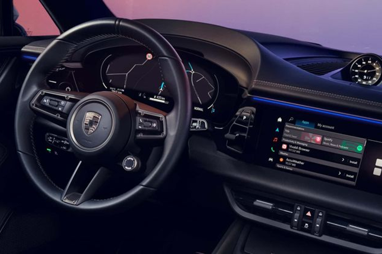 Màn hình tùy chọn trên Porsche Macan EV 2024 chạy điện cho phép người ngồi bên phụ điều khiển một số tính năng trên xe mà không gây ảnh hưởng tới người lái, chẳng hạn như tính năng điều hướng hoặc truyền phát video.