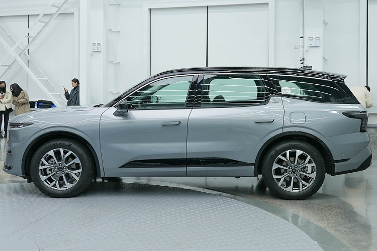 Điểm nhấn tiếp theo trong thiết kế của mẫu SUV hạng trung này nằm ở đường chân kính độc đáo, các cột và nẹp trang trí trên cửa màu đen bóng, tay nắm cửa nằm chìm vào thân xe...cũng như logo chữ "L" dưới cột C.