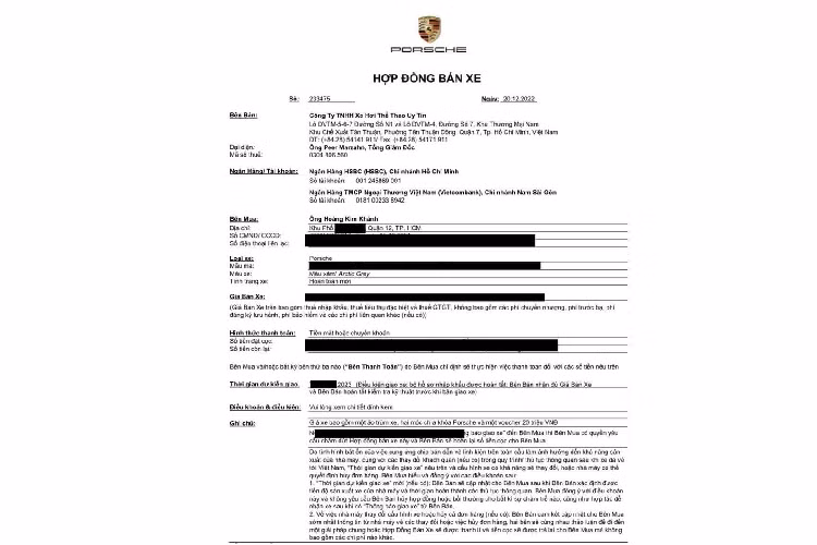 Ngoài ra, vị đại gia này còn dành lời khen đối với Porsche Việt Nam khi hãng bàn giao xe sớm hơn hợp đồng 3 tháng. "Porsche Việt Nam làm quá nhanh, hẹn tháng 8 giao xe mà mới tháng 5 bắt tôi nhận xe rồi", Hoàng Kim Khánh cho biết. 